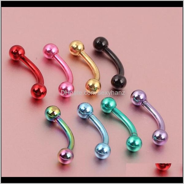 Gioielli Drop Delivery 2021 E03 100Pcs Sopracciglio 16G Circolari Ferri di cavallo Anello al naso Body Piercing Mix 7 Co Fak4A