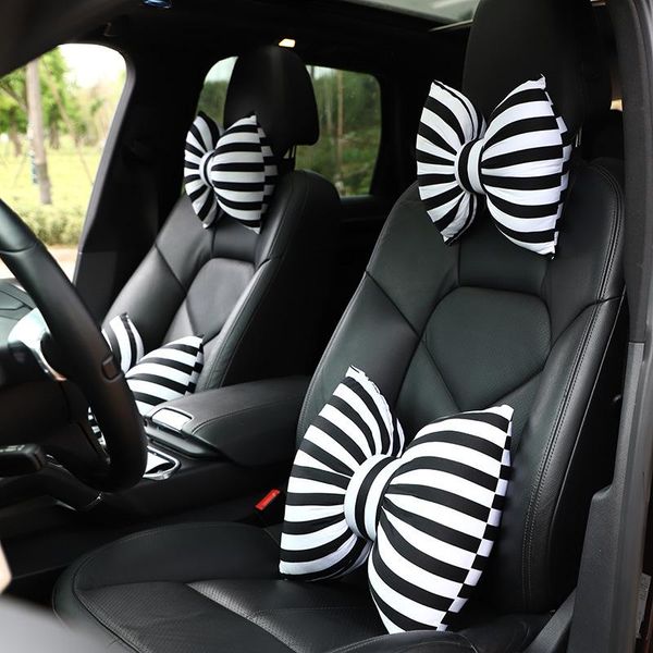

seat cushions lovely bow tie car pillow home dual purpose creative elastic cotton waist travel decompression headrest