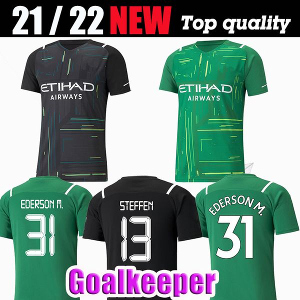 

goalkeeper 21 22 city soccer jerseys 2021 2022 man sterling football shirt carson ederson m. steffen de bruyne gesus bernardo mahrez ferran, Black;yellow