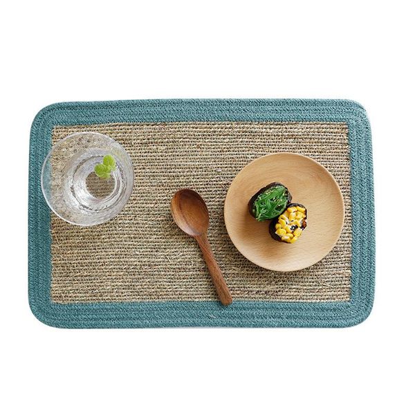 

table runner 3 colors environmental coasters natural jute straw placemat japanese mat high temperature anti-slip small tablecloths