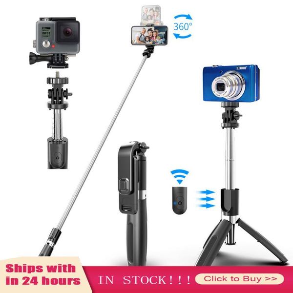 

selfie monopods wireless stick bluetooth 4.0 remote control tripod handphone live po holder self-timer for sports camera