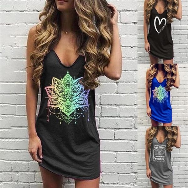 

fashion cotton printed boho women dress vintage ruffles plus sizes summer camis party beach, Black;gray