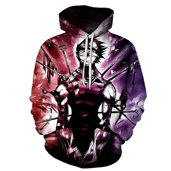 

2020 new 3d digital printing pocket pullover fashion hooded men's sweater, Black