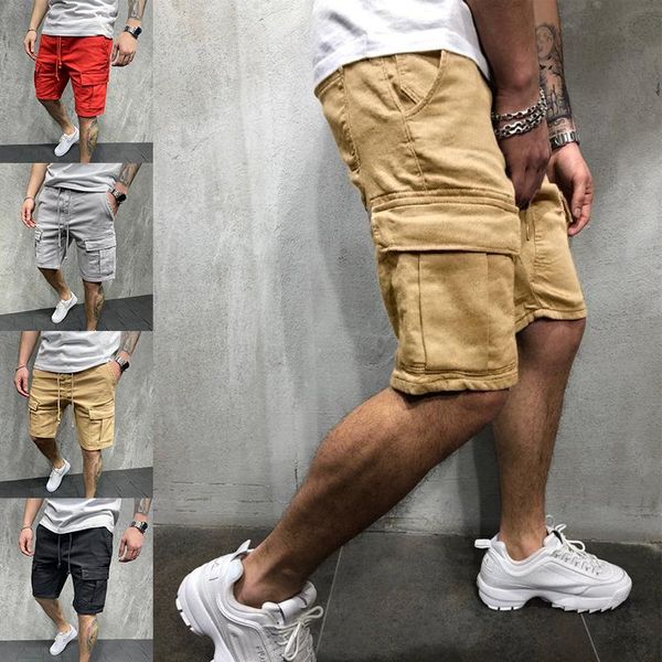 

men's shorts men casual multipockets cargo golf hiking fishing army pant arbeitshosen herren, White;black