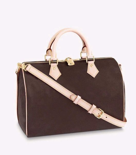 

speedy classic shoulder bags with strap natural barrel shaped cowhide leather trim textile lining size 25 30 35 nano super mini women boston
