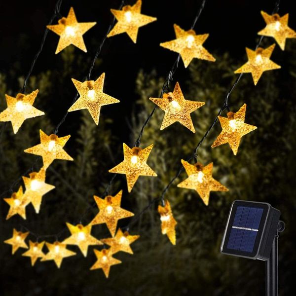 

novelty items selling led five pointed star solar lamp string christmas wedding waterproof fairy garland for outdoor decoration courtyard