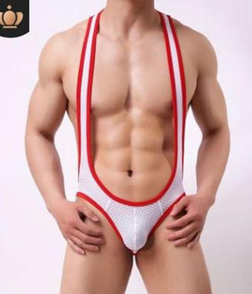 

gay underwear mens bodysuit jockstrap bodywear wrestling singlet leotard jumpsuits suspender teddies underpants, Black;white
