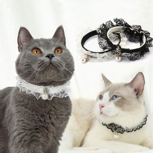 

dog collars & leashes cat collar pet princess lace pearl necklace adjustable puppy wedding supplies