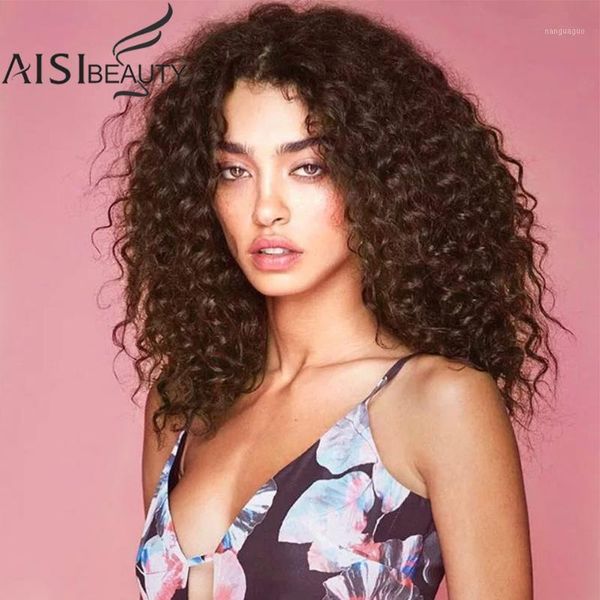 

aisibeauty afro wig kinky curly wigs for women synthetic medium bob brown/grey high temperature hair afrieca american1, Black