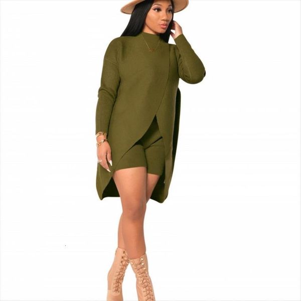 

fashion elegant knitted sweater set womenpant irregular long and short 2 piece outfits autumn street style office lady, White