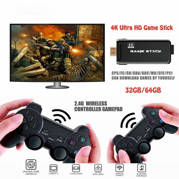 

ultra hd u8 game console stick -compatible ps1 emulator daul 2.4g wireless gamepad controller tv video dongle portable players