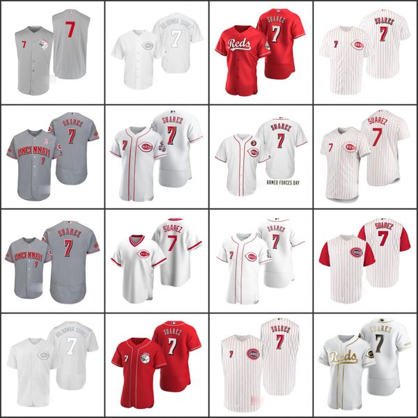 

cincinnati reds men 7 eugenio suarez women youth jersey, Black;red