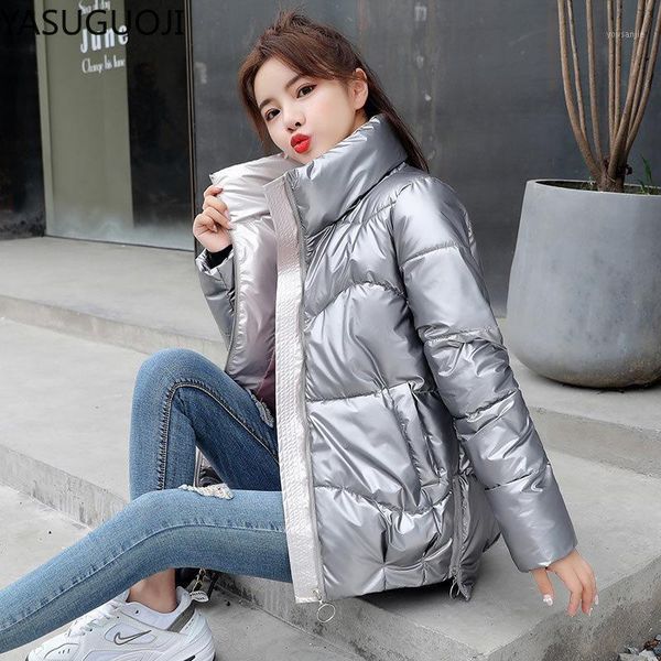 

women's down & parkas yasuguoji 2021 winter jacket stand-callor coat women fashion jackets warm woman clothing casual, Black