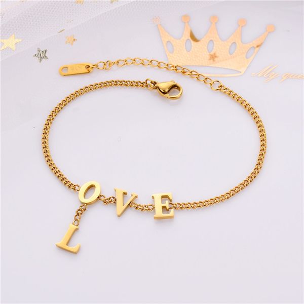 

strands love letter titanium steel bracelet women's simple temperament, Black