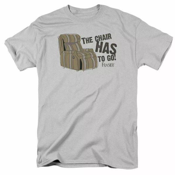 

frasier the chair logo t shirt mens licensed classic tv show silver, White;black