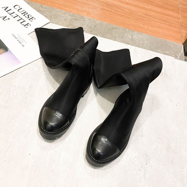 

korean boots women's over knee black show thin high tube knight long thick heel