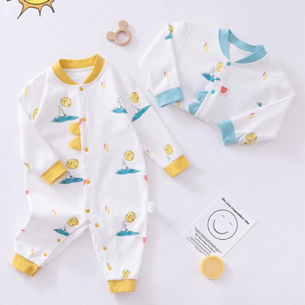 

jumpsuits super quality baby born boy girl long sleeve rompers cotton cartoon spring autumn infant clothing drop, Blue