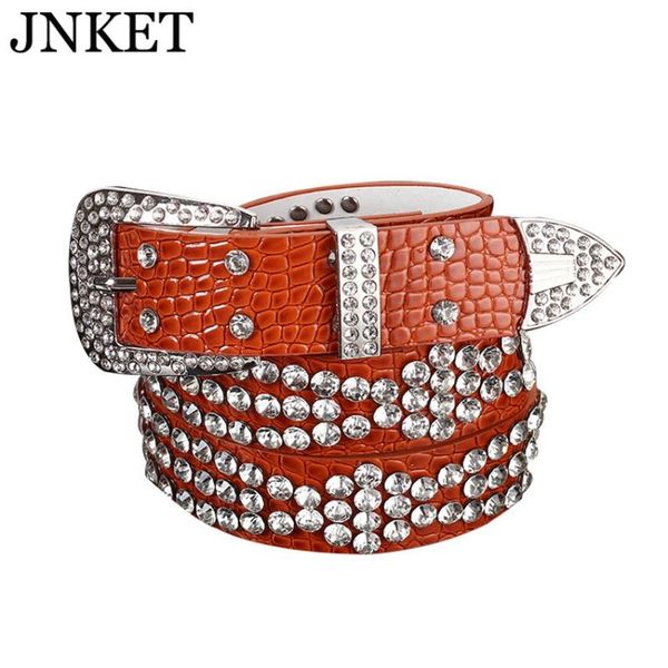 

belts jnket fashion set with diamond cowhide leather belt women's crystal pin buckle, Black;brown