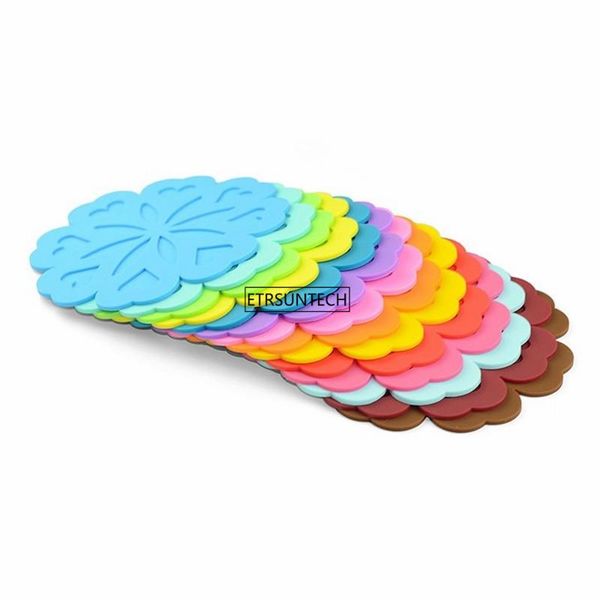 

mats & pads 50pcs round heat resistant silicone mat drink cup coasters non-slip pot holder table placemat kitchen accessories