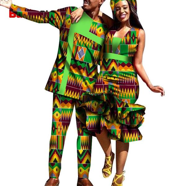 

ethnic clothing african dress couple wedding men shirt suit & women slim dresses promotion gifted headwrap family wyq523, Red