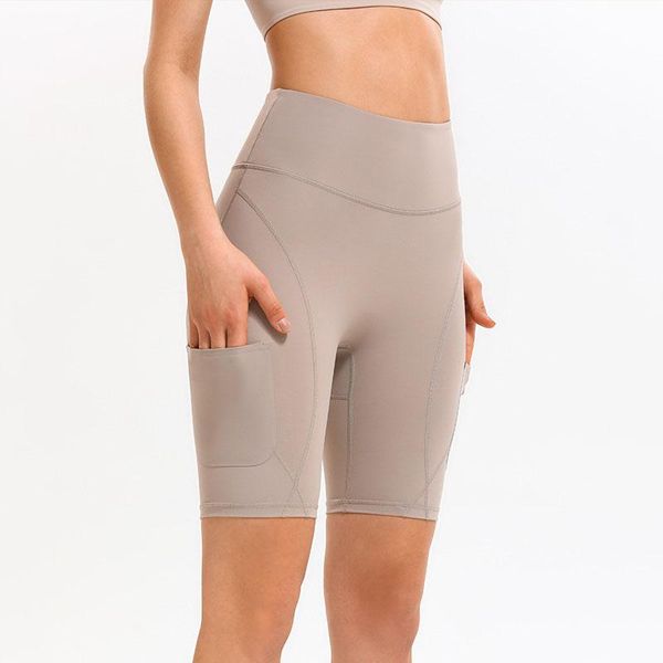 

no camel toe women high waist yoga short side pocket workout tummy control bike shorts running gym spandex leggings outfit