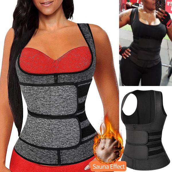 

neoprene sauna sweat vest for women waist trainer corset trimmer vest with belt for weight loss compression shapewear