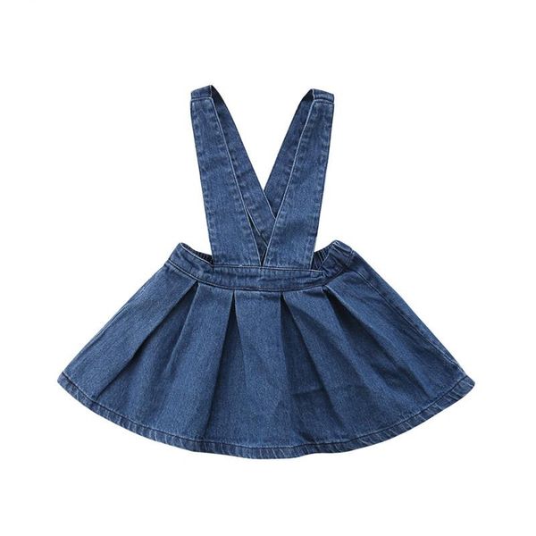 

skirts pudcoco kid baby girl summer denim suspender skirt princess fashion sweet girls bow ruffles party pageant clothes 0-5y, Blue