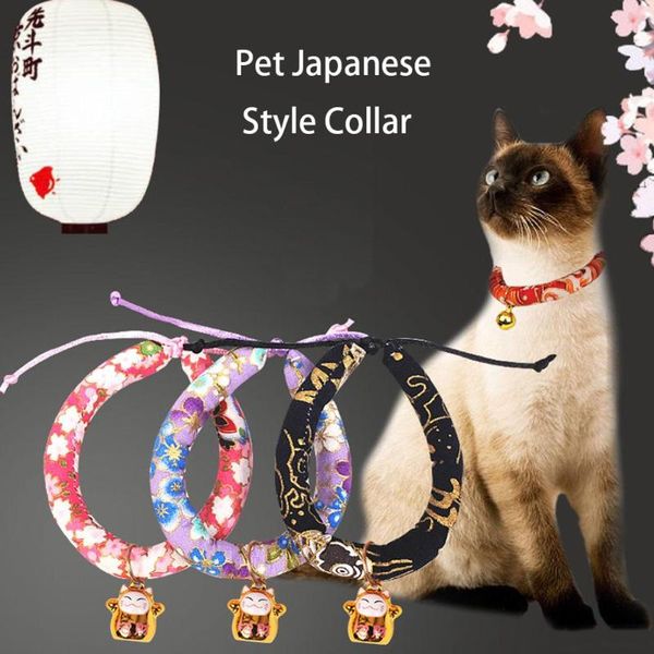 

dog collars & leashes unique japanese style handmade adjustable cat collar soft material with cute fortune design doggy pet accessories