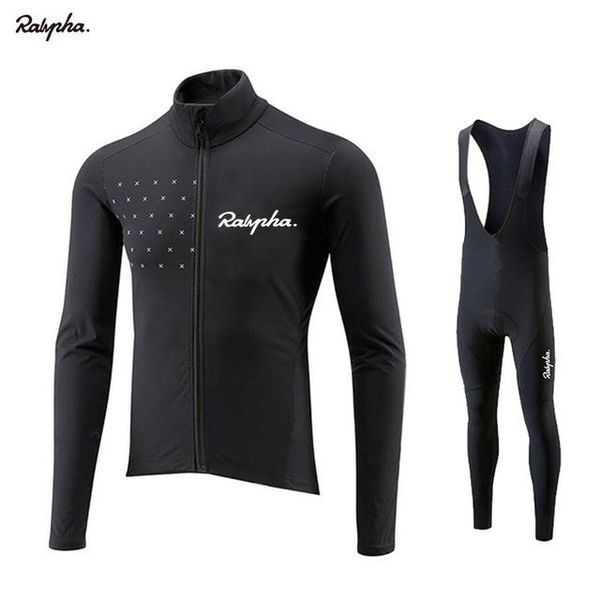 

ralvpha winter thermal fleece bicycle long sleeve cycling jersey men clothing pro team outdoor bike ropa ciclismo racing sets, Black;blue