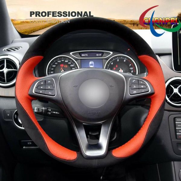 

steering wheel covers diy hand-sewn suede leather cover for w205 c117 c218 w213 x156 x253 w166 car interior accessories