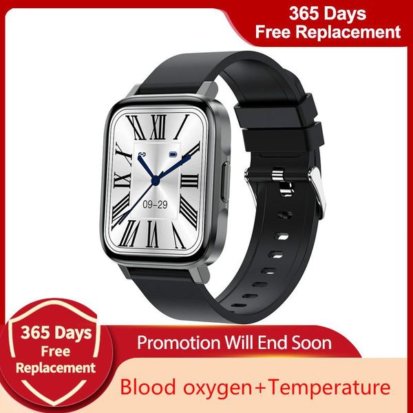 

smart wristbands watch 1.7 inch full touch tft smartwatch men women body temperature blood pressure fitness bracelet waterproof sports 2021