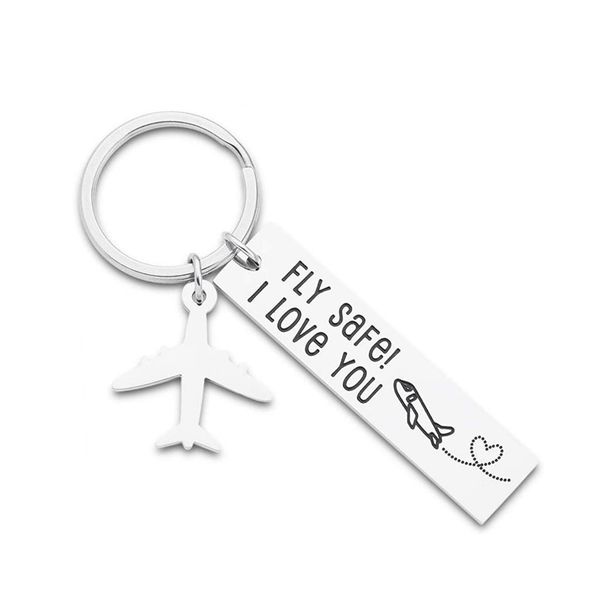 

fathers day keychain pilot gifts fly safe i love you key chain for dad flight staff airline worker boyfriends husband him herdio chan contac, Slivery;golden