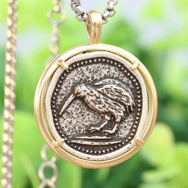 

pendant necklaces tkuamigo kiwi necklace mens fashion accessories tiny metal zealand wild life bird jewelry, Silver