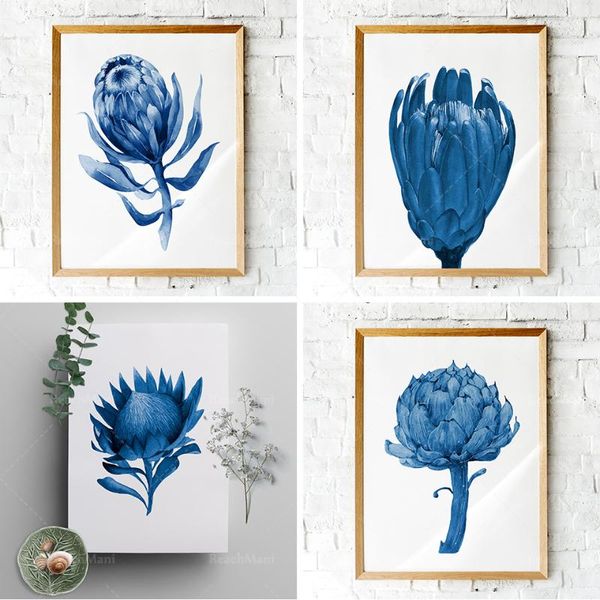 

paintings navy blue flower wall art canvas hampton style plant flowers