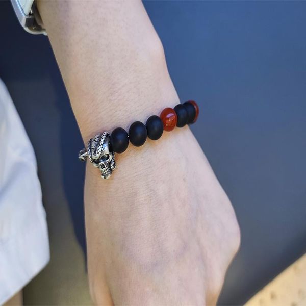 

link, chain black and red pearl with skull personalized bracelets plating vintage sliver men women are available bracelet
