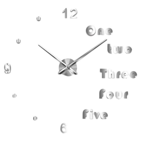

wall clocks large 3d diy clock frameless mute non ticking quartz with mirror number sticker for room bedroom decor