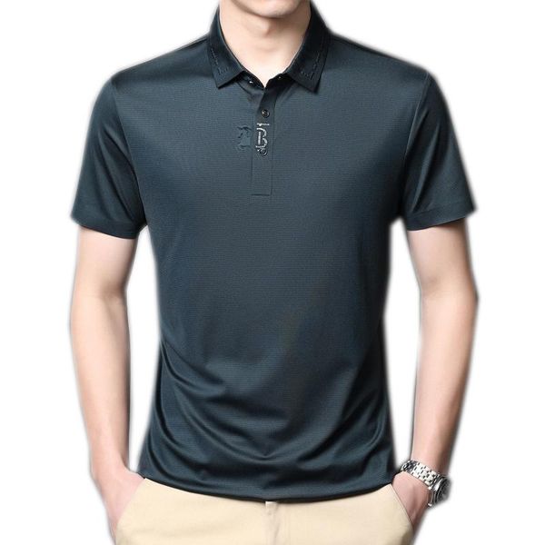 

men's polos mens shirt plus size brand letters logo silk short sleeve for summer business fashion casual a07161058, White;black
