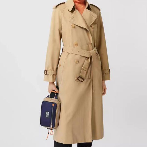 

women's trench coats long classic windbreaker waterproof british high-end english style autumn winter gabadian solid color size coat l4, Tan;black