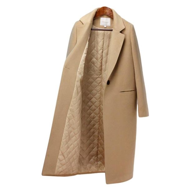 

women's wool & blends winter coat women arrival fashion cashmere outerwear female long thickening warm woolen overcoat trench, Black