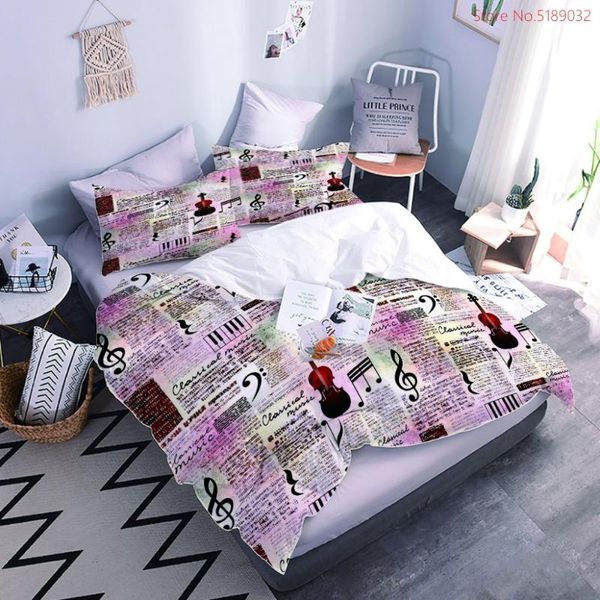 

bedding sets music duvet cover set 3d guitar musical instrument print quilt cartoon note 2/3 piece kids bed no sheet