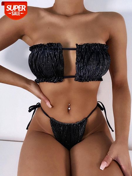 

bathing suits new swimsuit ladies pleated hollow bikini b231w #eu9d, White;black