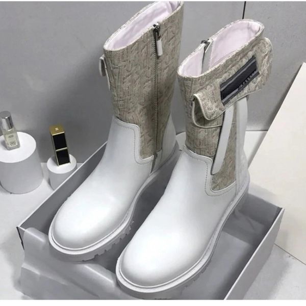 

boots designer luxury high-2021 autumn and winter rios letter embroidery old style printed fabric color-blocking thick-soled martin with log, Black