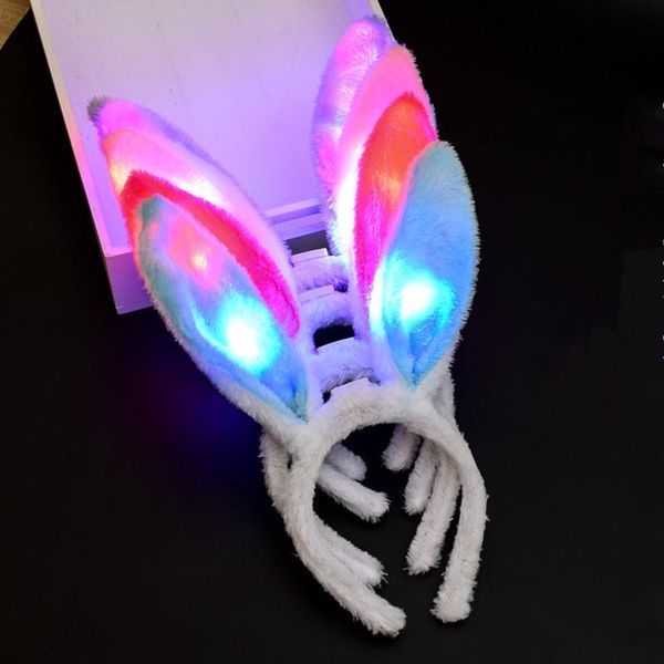 

party masks led flashing plush fluffy ears headband women girls easter cosplay headwear wedding hair halloween christmas
