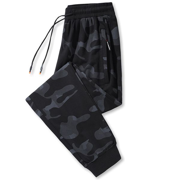 

men's pants sports leisure cotton 2021 spring and autumn fat plus size camouflage leggings, Black