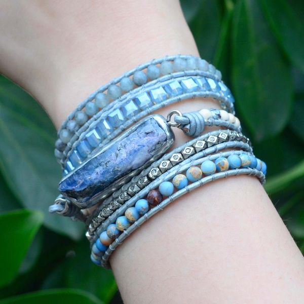 

beaded, strands 2021 stone agate irregular natural niche winding adjustable bracelet joker jewelry for men and women., Black