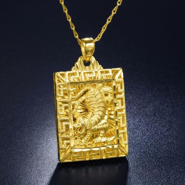 

pendants 2021 gold square charms necklace for men keep color tiger dragon pendant, Black