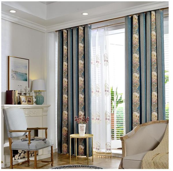 

curtain & drapes embroidered blue french curtains for living room blackout blinds bedroom balcony yarn voile tulle cortina de quarto