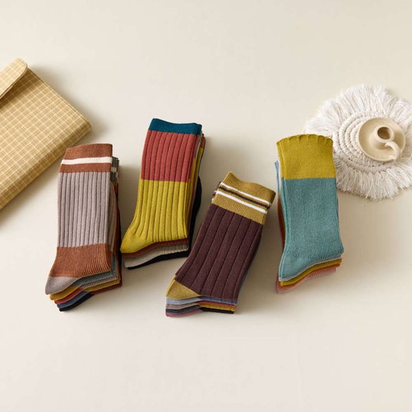 

autumn stockings cotton color double, Black;white