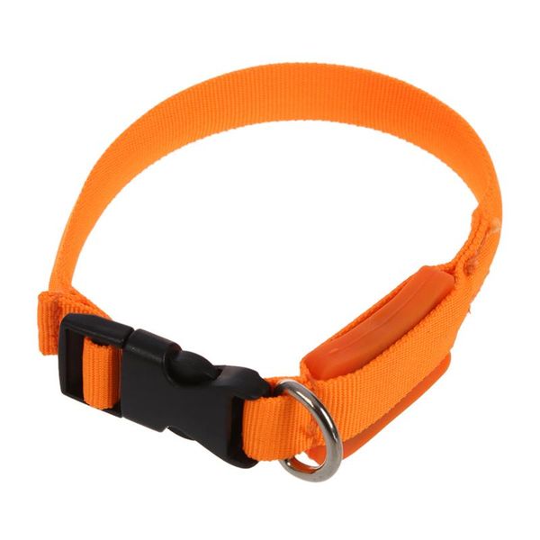 

dog collars & leashes night led plain flashing illuminous adjustable safety cat pet collar tag - orange