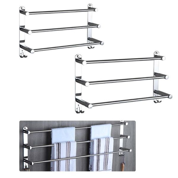 

towel racks 50lf stretchable adjustable stainless steel bar 3-tier flexable bathroom rack wall-mounted hand dish cloths hanger